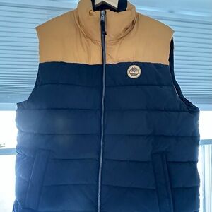 Timberland Men's Navy and Tan Puffer Vest
